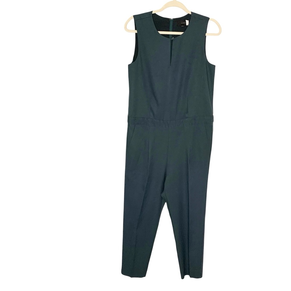 J. Crew Women’s 6 Teal Sleeveless V Neck Keyhole Casual Jumpsuit with Pockets
